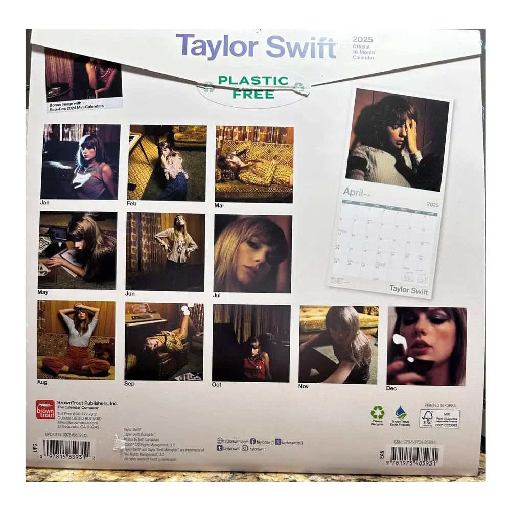Taylor Swift 2025 Official 16-Month Wall Calendar COLLECTIBLE! SEALED; MIDNIGHTS